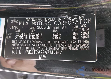 2010 Kia Soul + from USA, damaged, VIN KNDJT2A29A7142167